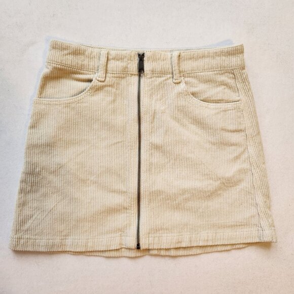 American Eagle Super Hi-Rise A-Line Corduroy Mini Skirt Zipper Mauve Cream Cute - Picture 4 of 12